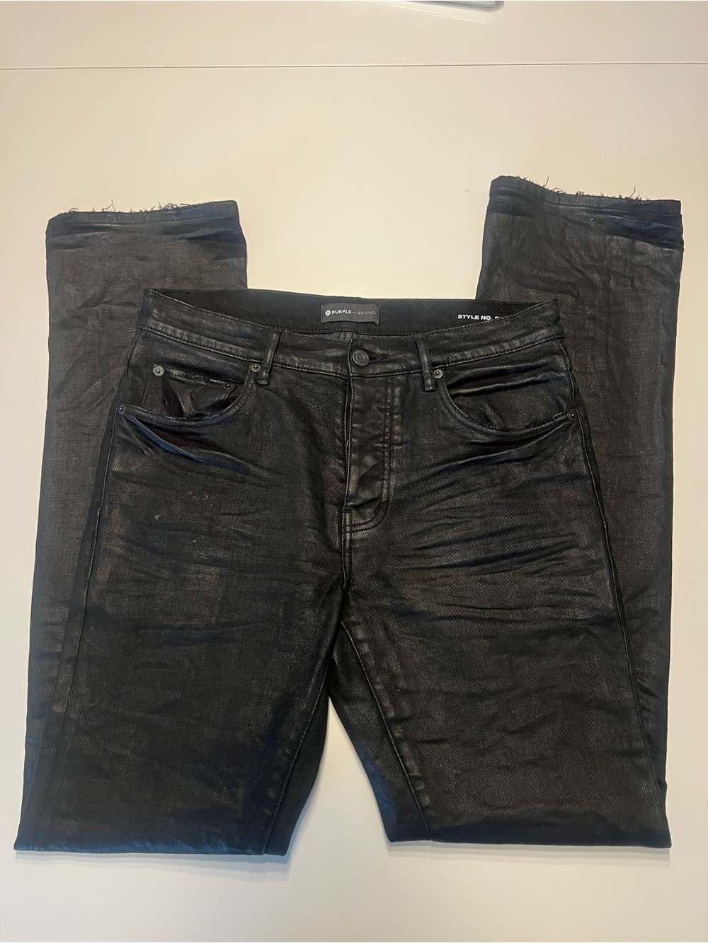 Purple brand p004 waxed flare jeans